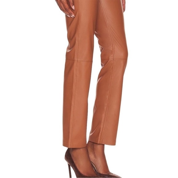 AG Adriano Goldschmied Alexxis Straight High- Rise Vintage Fit Leather Pants - Picture 2 of 14